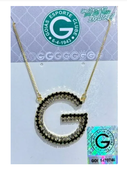 Colar Goiás "G" Cravejado Dourado