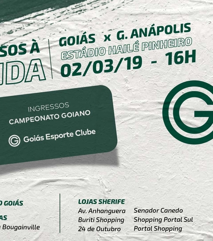 Ingressos à venda para Goiás x Grêmio Anápolis