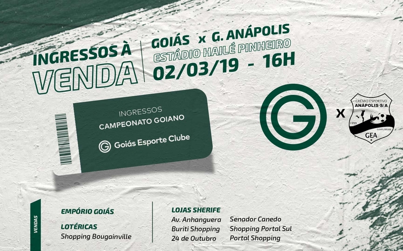 Ingressos à venda para Goiás x Grêmio Anápolis
