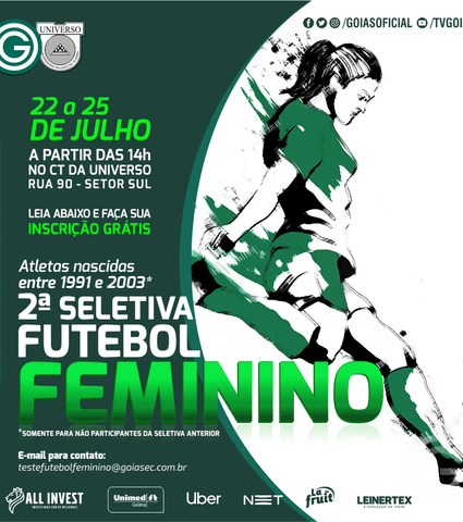 Goiás reabre inscrições para futebol feminino