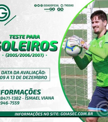 INSCRIÇÕES ABERTAS PARA AVALIAÇÃO DE GOLEIROS