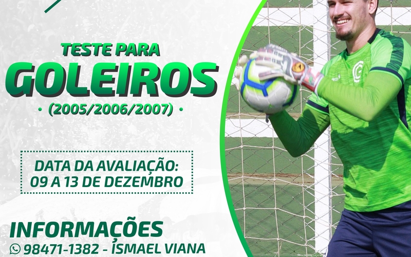 INSCRIÇÕES ABERTAS PARA AVALIAÇÃO DE GOLEIROS