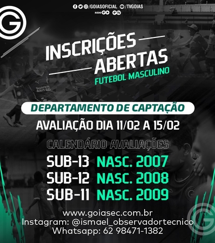Avaliações para categorias Sub-11 | Sub-12 | Sub-13