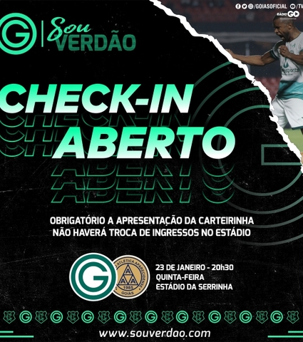 Sócio Sou Verdão: Check-in aberto para Goiás x Aparecidense