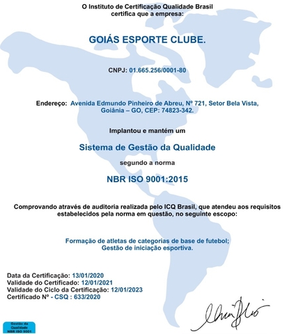 Goiás recebe o certificado NBR ISO 9001:2015