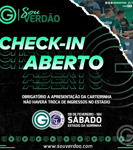 Sócio Sou Verdão: Check-in aberto para Goiás x Goianésia