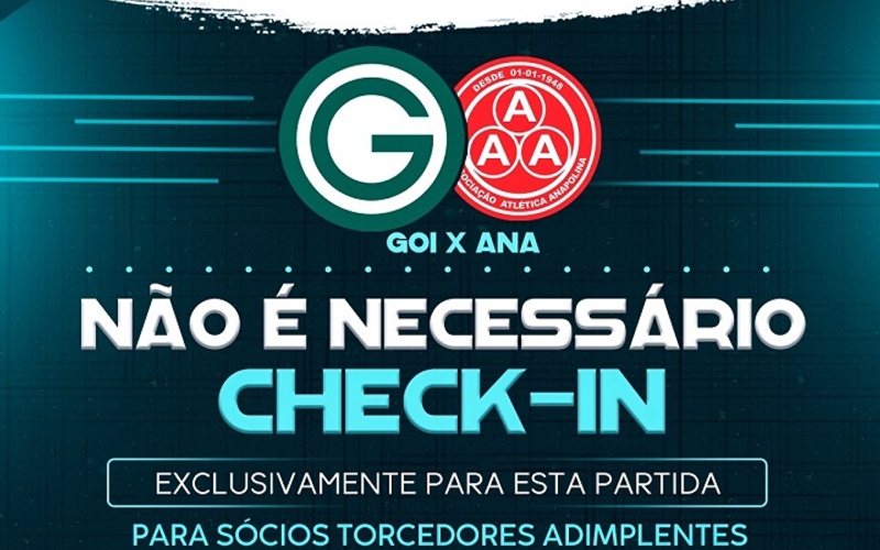 Sócio Sou Verdão: não é necessário check-in para Goiás x Anapolina