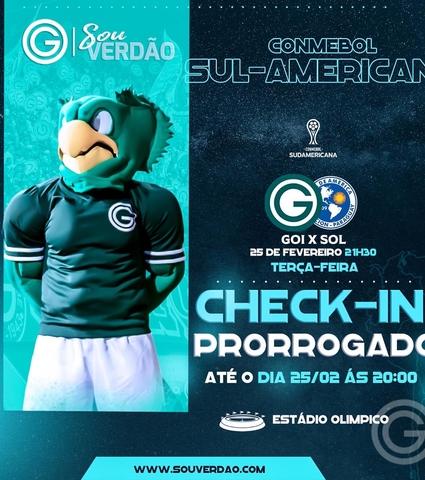 Sócio Sou Verdão: Check-in prorrogado para Goiás x Sol de América