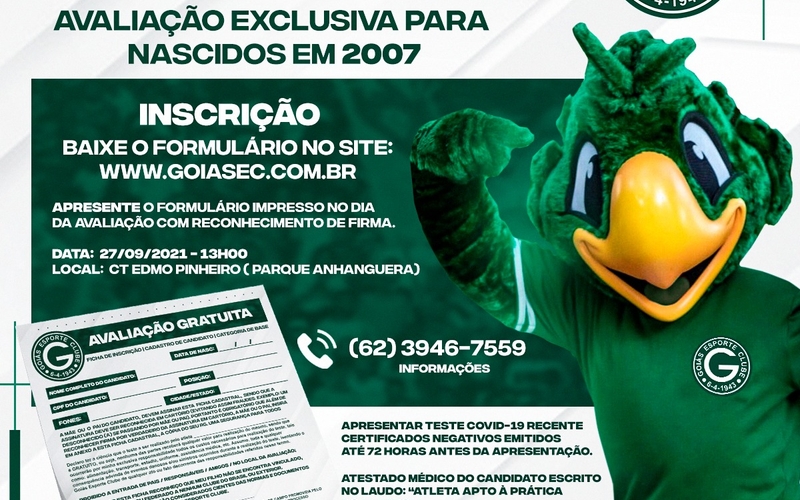 Base: Avaliação exclusiva para nascidos em 2007 - Futebol Masculino