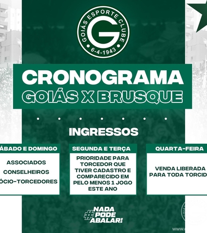 Venda de ingressos: Goiás x Brusque