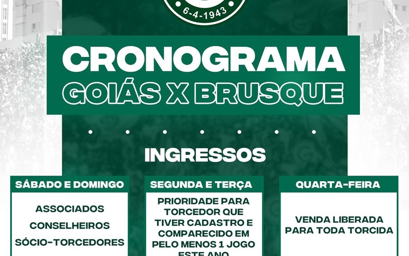 Venda de ingressos: Goiás x Brusque