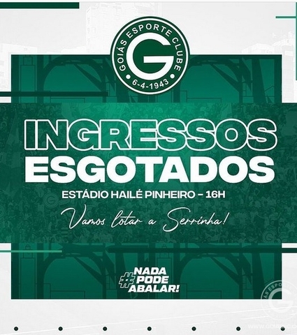 Ingressos esgotados para Goiás x Brusque