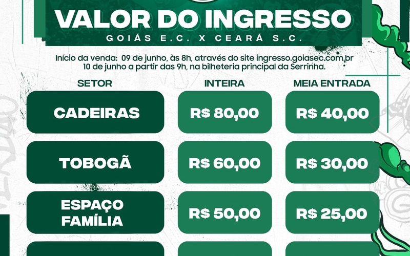 Ingressos para Goiás x Ceará - Domingo 12/06/2022 - 16h