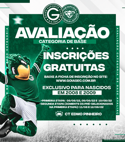 Base: Nova data de avaliação para nascidos em 2008 e 2009 – Futebol Masculino