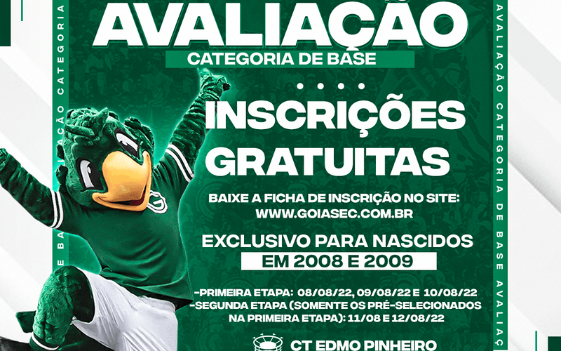 Base: Nova data de avaliação para nascidos em 2008 e 2009 – Futebol Masculino