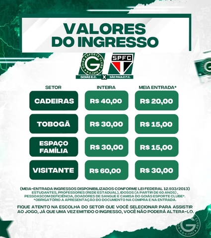 Ingressos para Goiás x São Paulo - Domingo 13/11/2022