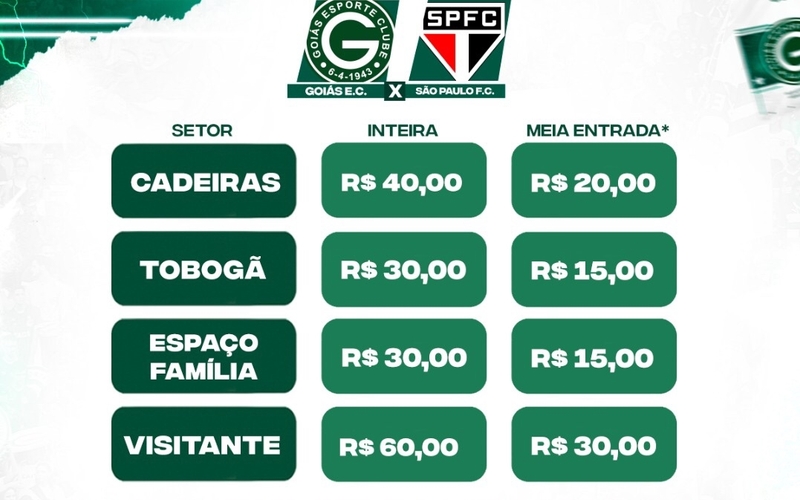 Ingressos para Goiás x São Paulo - Domingo 13/11/2022