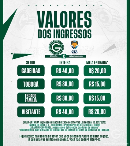Ingressos para Goiás x Grêmio Anápolis - 05/02/2022